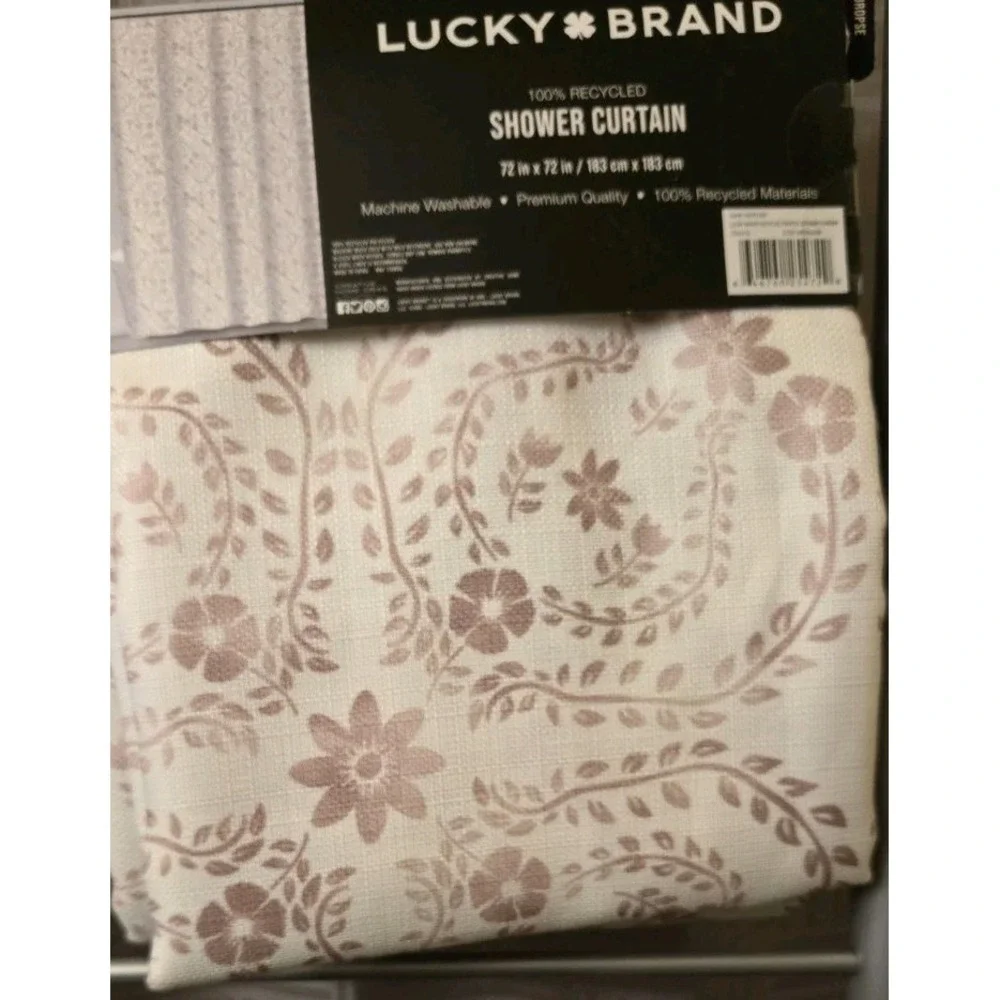 Lucky Brand Shower Curtain Watercolor Meadow Flowers Clover Medallion 72x72 NEW